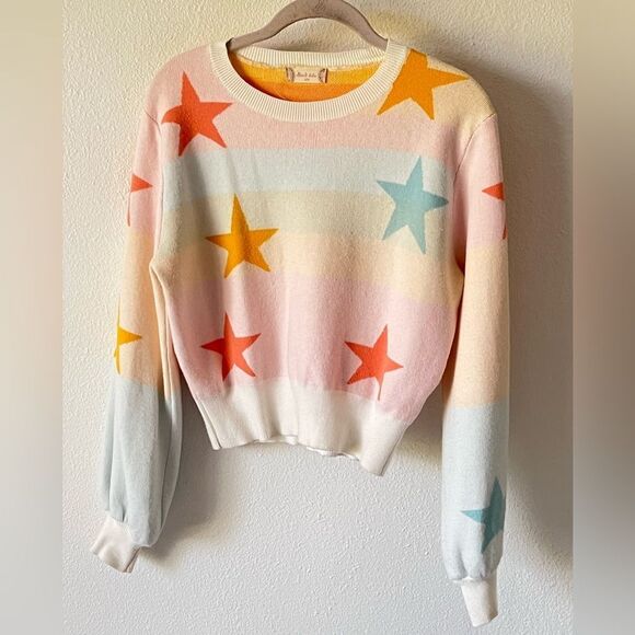 Altar'd State Multicolor Star Sweater Chic Women’s boutique top small designer - Picture 7 of 10